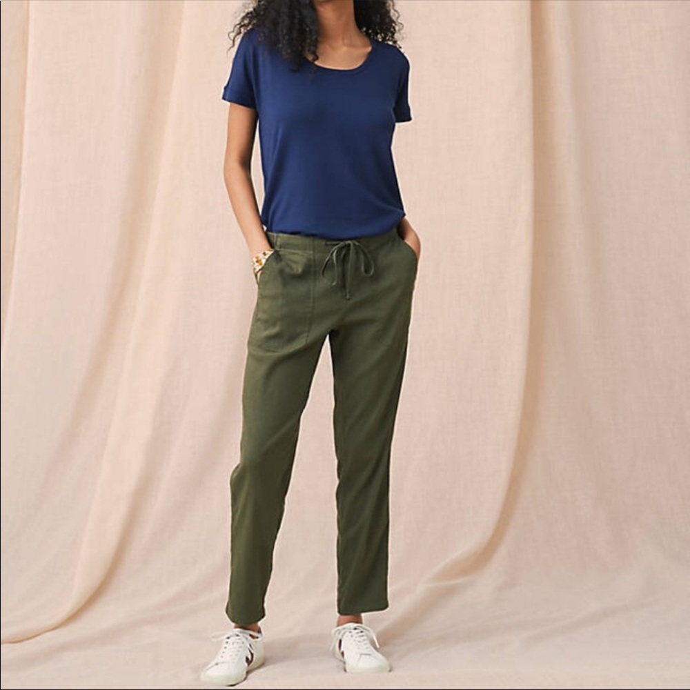 Lou & Grey Olive Green Linen Pants